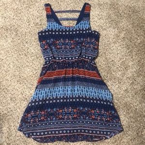 Blue and pink striped/floral sundress